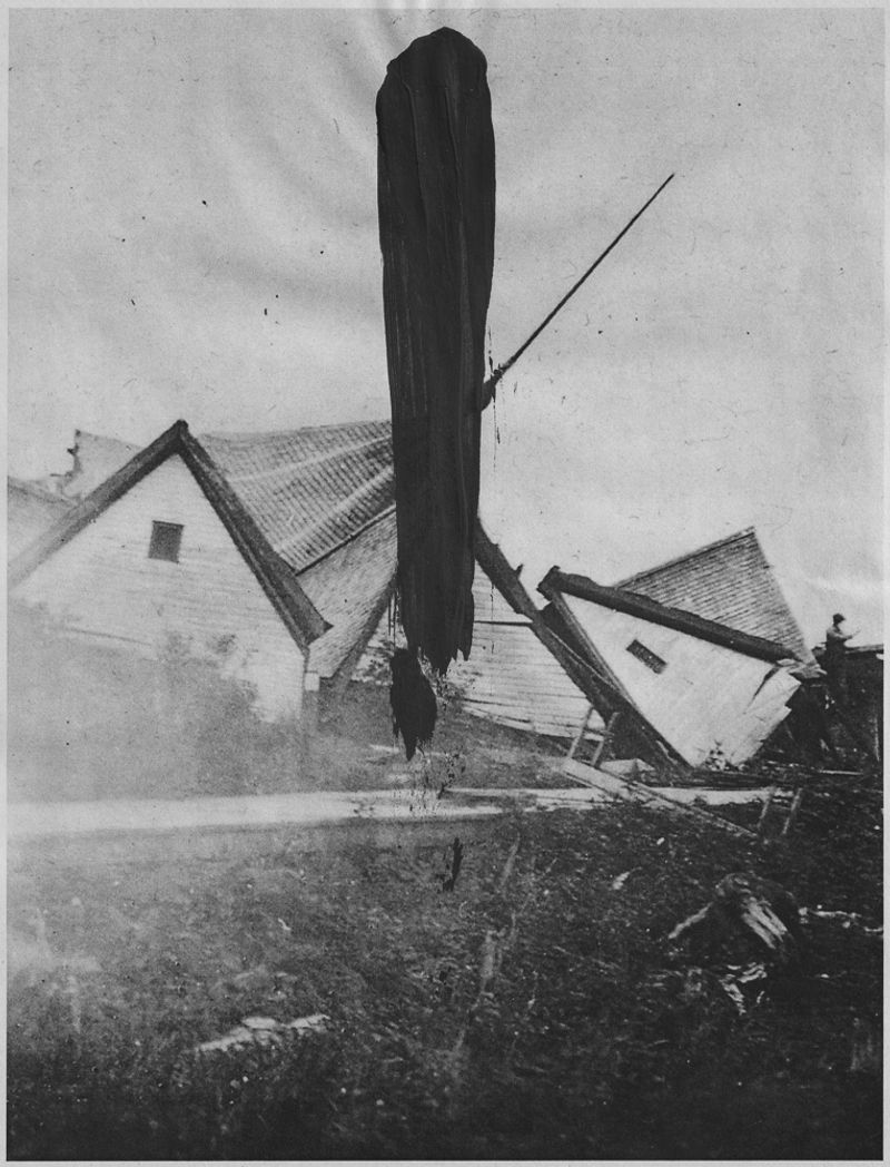 © J.A. Young - Of Fire, Far Shining no.117, toner and acrylic paint on newsprint (2023)