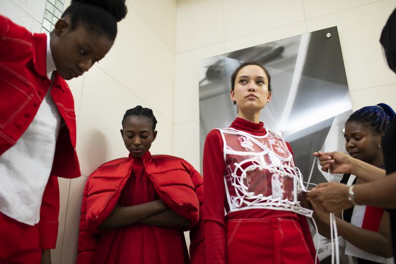 © Ilvy Njiokiktjien - Models wait in line during a contest of the South African Fashion Week in Johannesburg, South Africa.