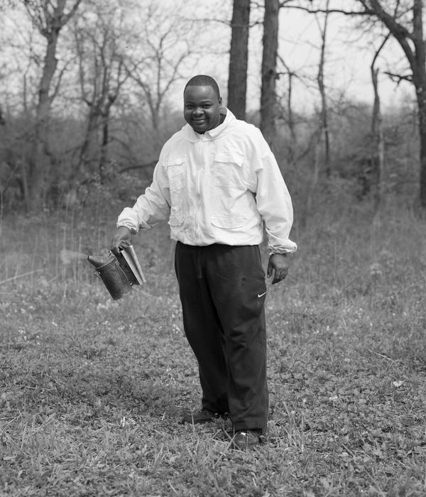 © Tori Ferenc - Germaine with a bee smoker.