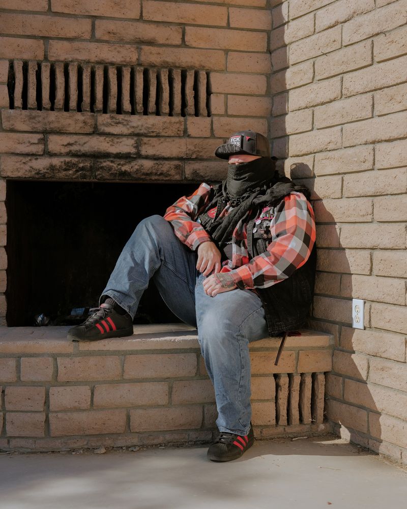 © Jordan Conway - An anonymous antifascist photographed near their home in a small, California town in the desert.