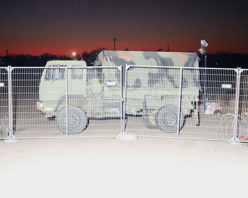 © Jordan Conway - US / Mexico border at sunset in Texas.