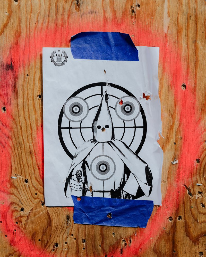 © Jordan Conway - A shooting target at a gun pit frequented by leftists.