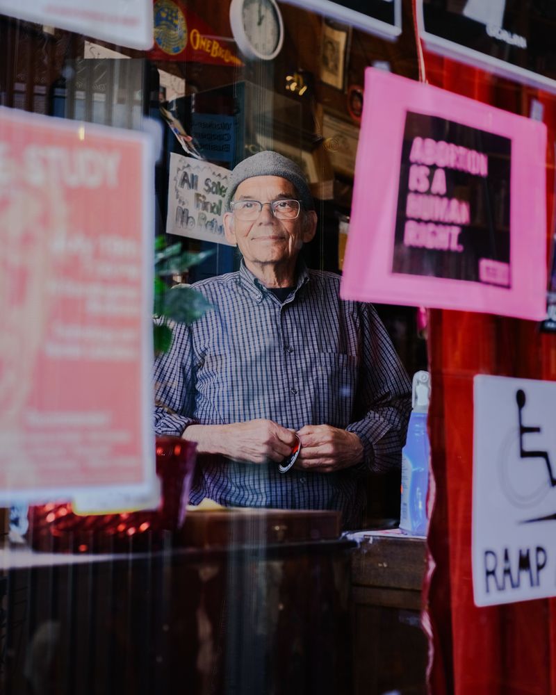 © Jordan Conway - Unnamed anarchist and antifascist working at a volunteer-run, anarchist book store in San Francisco, called Bound Together.