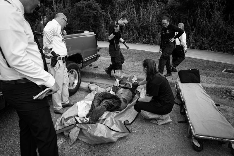 © Richard Sharum - Stabbing Victim. Dallas, Texas. 06.23.2022. This young man was stabbed to death a local park due to robbery.