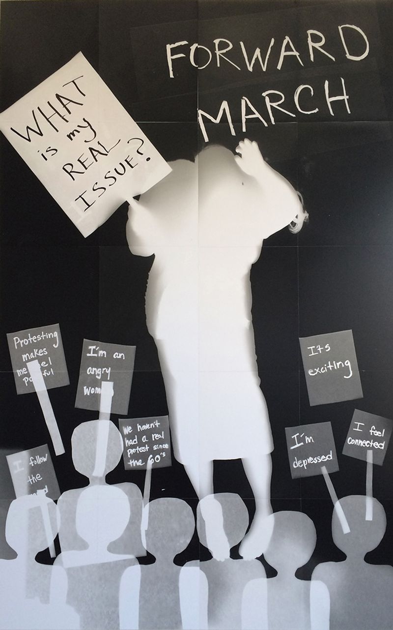 © Karen Amy Finkel Fishof - Protest - photogram with Sharpie - 64"x100"