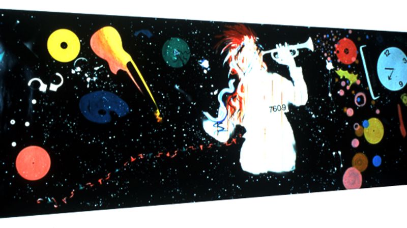 © Karen Amy Finkel Fishof - Room 7609 - photogram with photographic inks and acrylic paints - 130"x28"