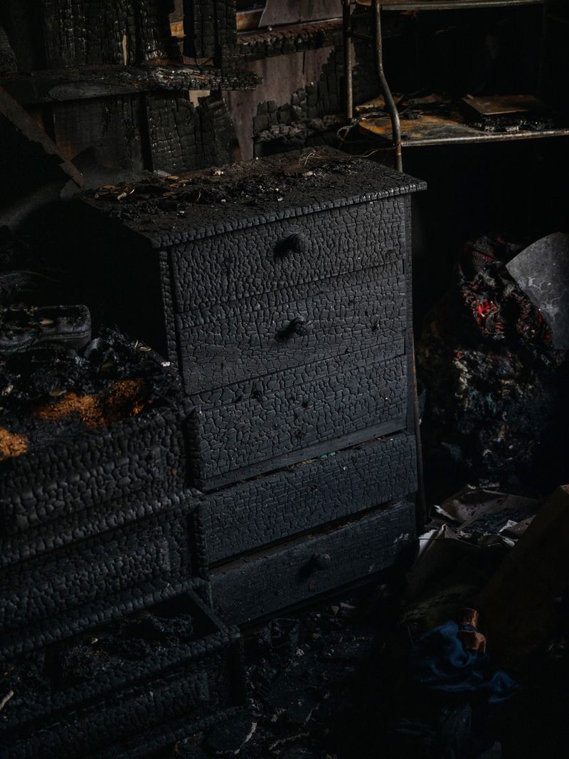 © Stefan Nieland - Burned bedside cabinet right after a wildfire destroyed the house. Santo Domingo, 17/12/2025.