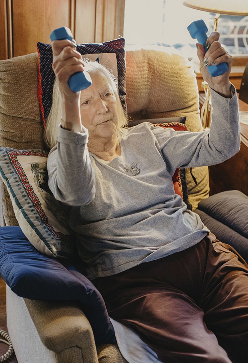 © Hannah Latham - Gram Lifting Weights, December 2020, 13x19”, Archival Inkjet Print.