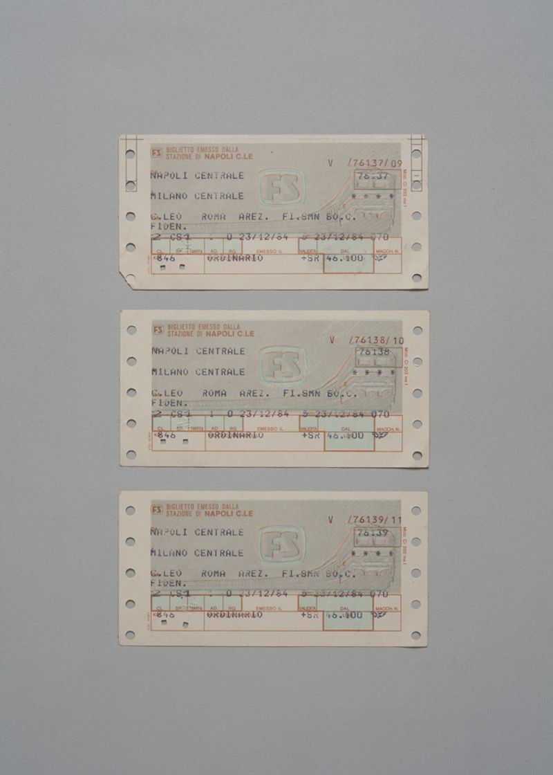 © Martino Lombezzi - Napoli, July 2014. Train tickets belonging to the Calabrò family, wounded in the attack.