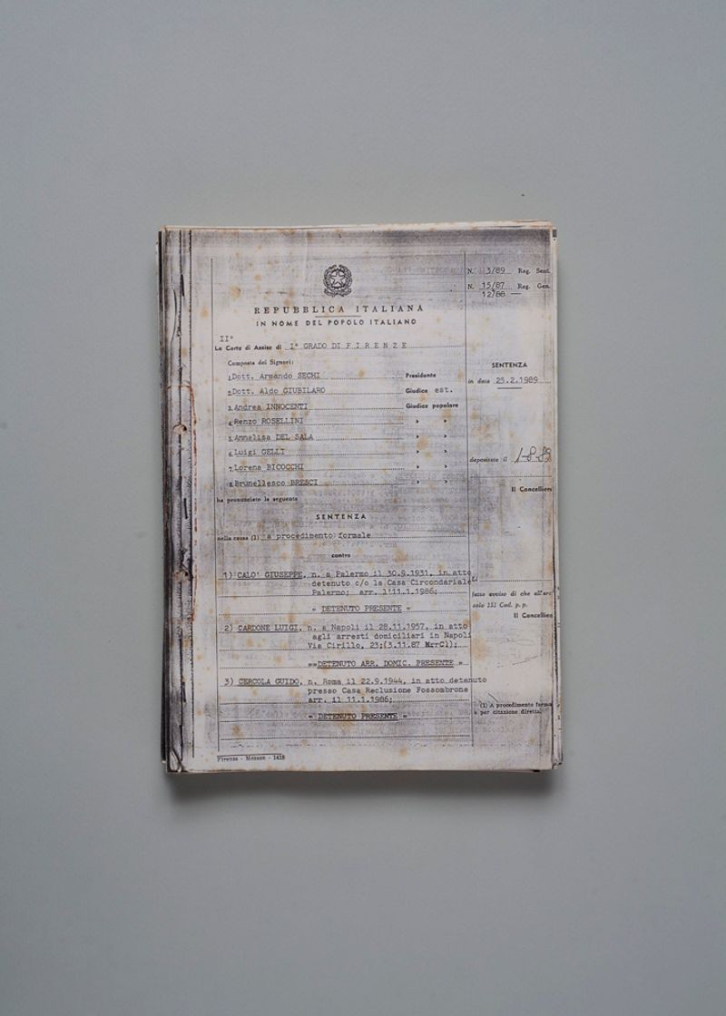 © Martino Lombezzi - Napoli, July 2014. The front page of the March 25th, 1989 verdict condemning Giuseppe “Pippo” Calò to life sentence