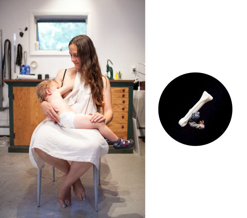 © Lindsay Morris - Amelia breastfeeding her son. Object: Her son's umbilical cord.