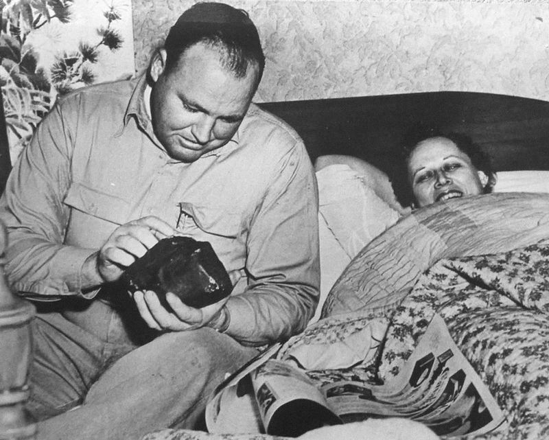 © Emilia Martin - domestic (part 2), an archival photograph of Ann Hodges, the first person in the history to be hit by a meteorite.