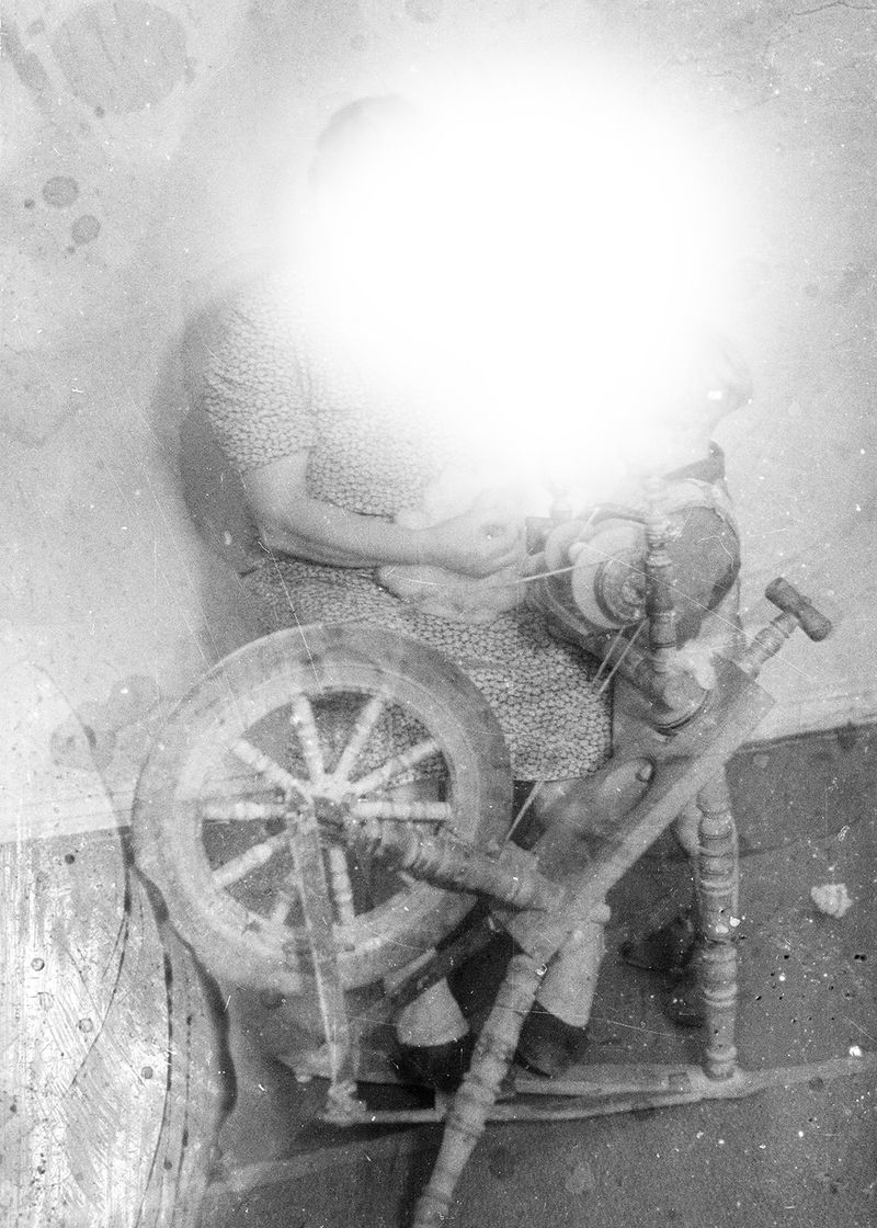 © Emilia Martin - "babooshka / diptych part 1" (2024) An obstructed archival photograph found in the Polish national photographic archives