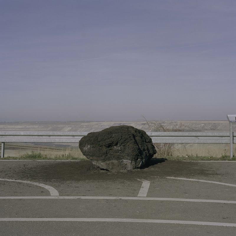 © Max Brugger - A piece of lignite as a display object at the "Skywalk" lookout point at the Garzweiler open pit mine, 2019.