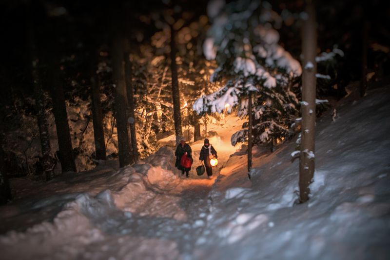 © Yukari Chikura - Before dawn, the boys lowered their lanterns and walked to the shrine.