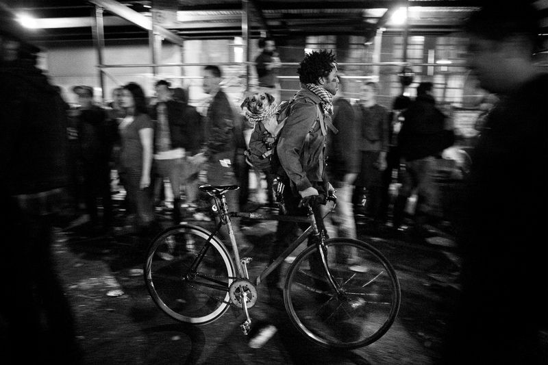 © Julie Glassberg - Young man and his dog at the Bike Kill event in Brooklyn, NY.