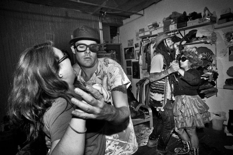 © Julie Glassberg - Andrew and Ian dancing with some friends at the Chicken Hut.