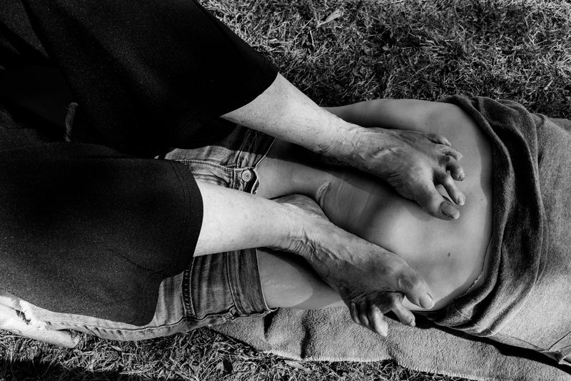 © Jillian Freyer - My grandmother steps on my mother's abdomen, where her cesarean scar is.