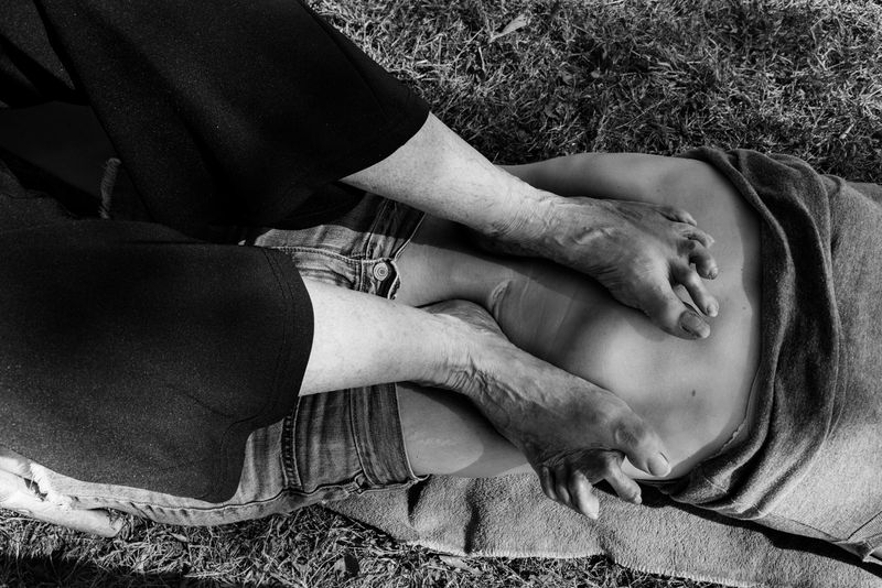 © Jillian Freyer - My grandmother steps on my mother's abdomen, where her cesarean scar is.
