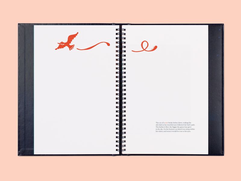 Moemoeā spread from The Spell with illustration by Sophy Hollington.