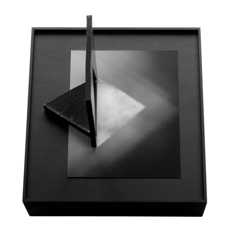 © Paula McCartney - In/Direct Alignment #3, 2022, Archival pigment print, ceramic sculpture, custom wood frame, 9 x 9 x 5 inches overall.