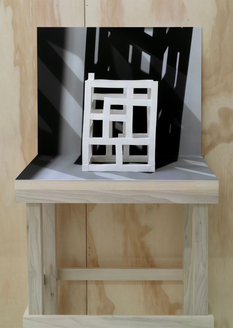 © Paula McCartney - Remodel #122025Ceramic sculpturearchival pigment printwood stand48.5x17x12.5 inches overall