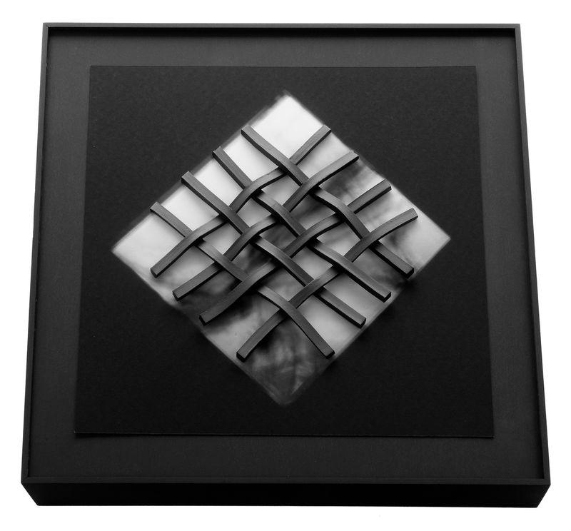 © Paula McCartney - In/Direct Alignment #2, 2022, Archival pigment print, ceramic sculpture, custom wood frame, 11.5 x 11.5 x 2 inches overall.