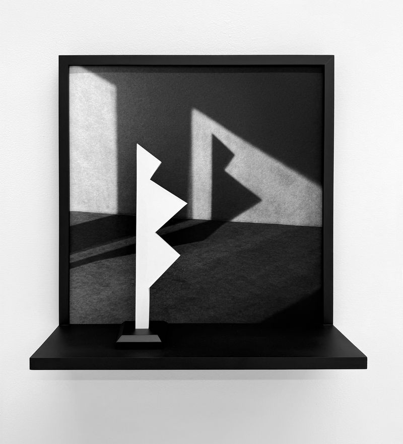 © Paula McCartney - In/Direct Alignment #11, 2025Archival pigment print, ceramic sculpturein a custom wood frame.20x20x5 inches overall.