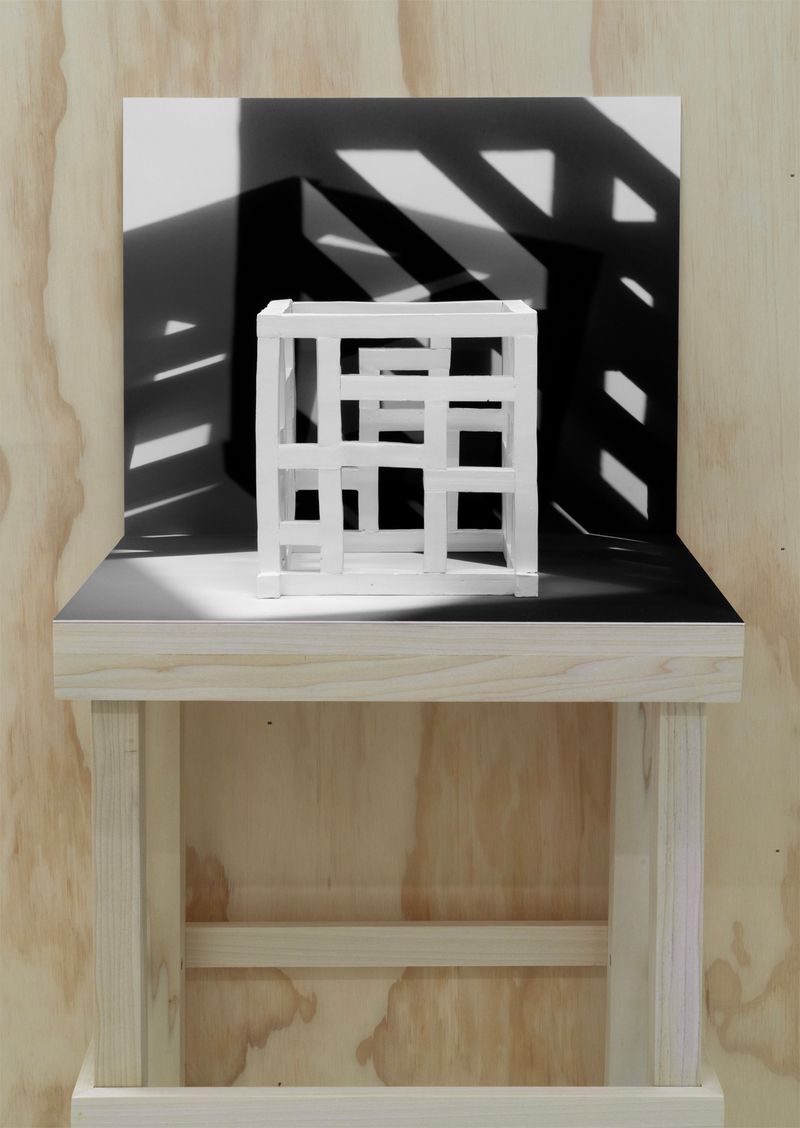 © Paula McCartney - Remodel #112025Ceramic sculpturearchival pigment printwood stand48.5x17x12.5 inches overall