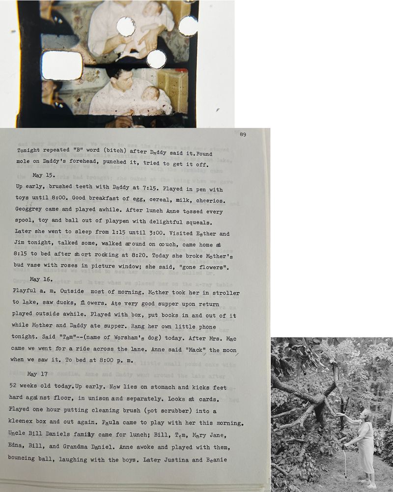 © Susan Worsham - "Gone Flowers" A page from Margaret's "A Mother's Journal", where she documents her daughter growing up on Bostwick Lane.