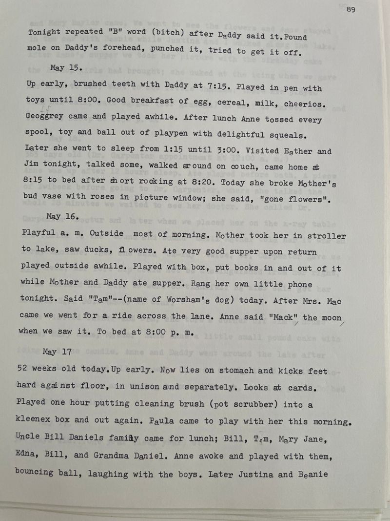 © Susan Worsham - "Gone Flowers" A page from Margaret's A Mother's Journal where she documents her daughter growing up on Bostwick Lane.