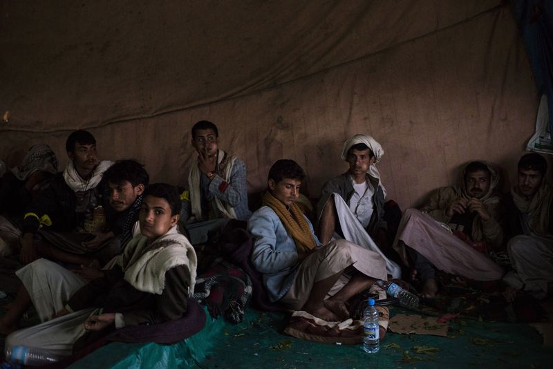 © Alex Potter - Yemeni men from the countryside attend a sit-in prior to the Houthi takeover and coup in Sana'a.