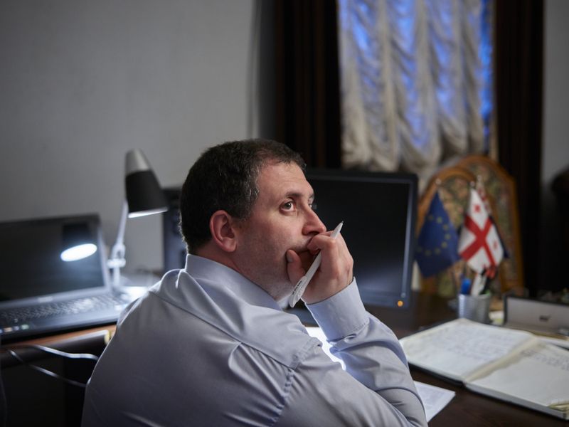 © Jörg Gläscher - Mirian Katamadze, Mayor of Kobuleti, working in his office in Cityhall Kobuleti Gerorgia.