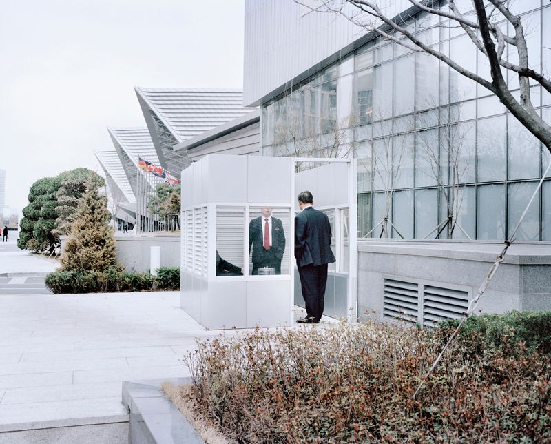 © Giulio Di Sturco - The smoke area in New Songdo outside the control room of the city