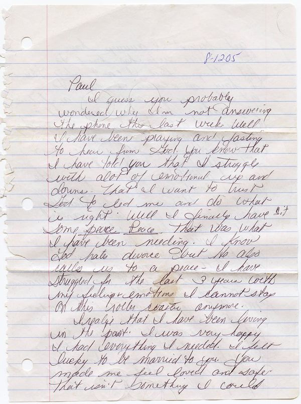 © Sofia Valiente - Paul's last letter from his wife. "All that's left is my 'Dear John' letter"