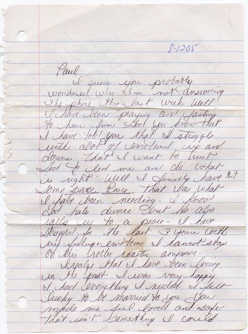 © Sofia Valiente - Paul's last letter from his wife. "All that's left is my 'Dear John' letter"