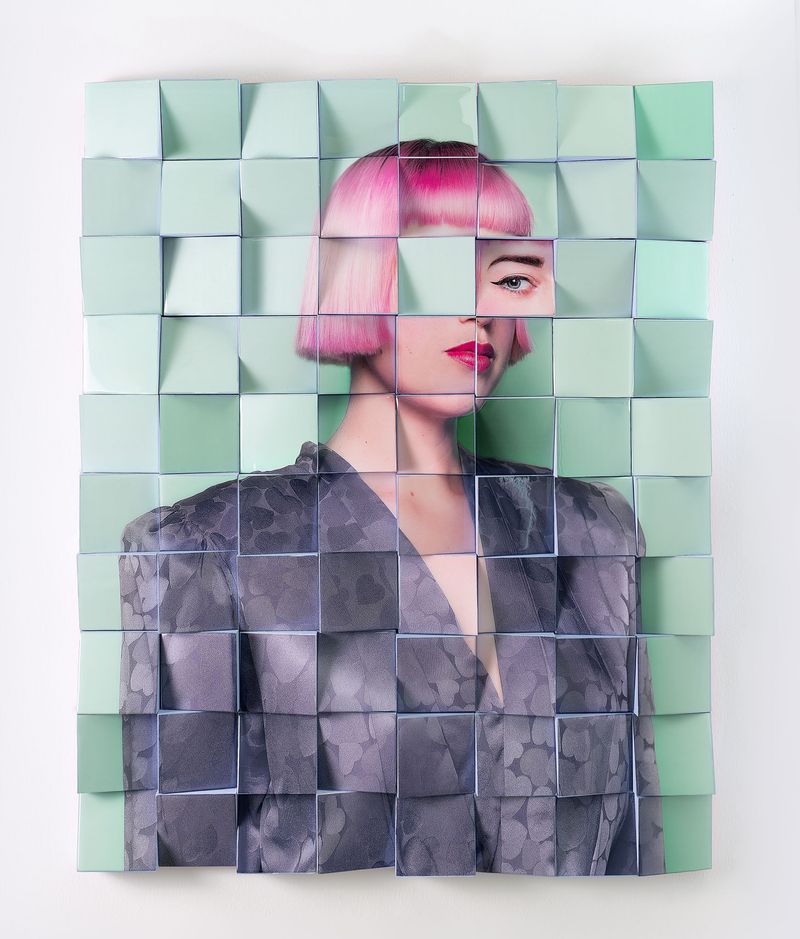 © Karen Navarro - Untitled (perspective), 2021 Archival inkjet print, wood, acrylic paint, Epoxy 35 × 28 in