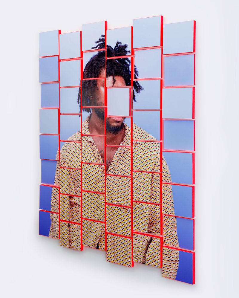 © Karen Navarro - Puzzled, 2020 Archival inkjet print, wood panel, acrylic paint, Epoxy 53 x 38 in