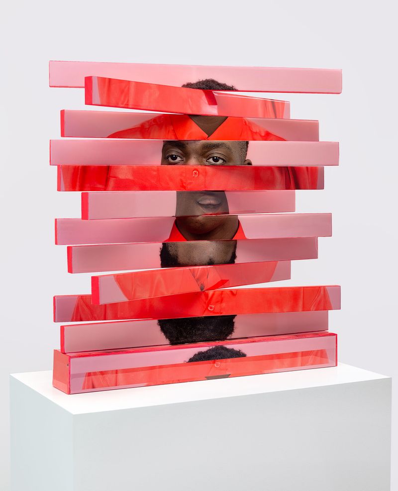 © Karen Navarro - Twisted variation, 2021 Archival inkjet print, wood, gesso, metal, acrylic paint, Epoxy 24 × 24 × 15 in