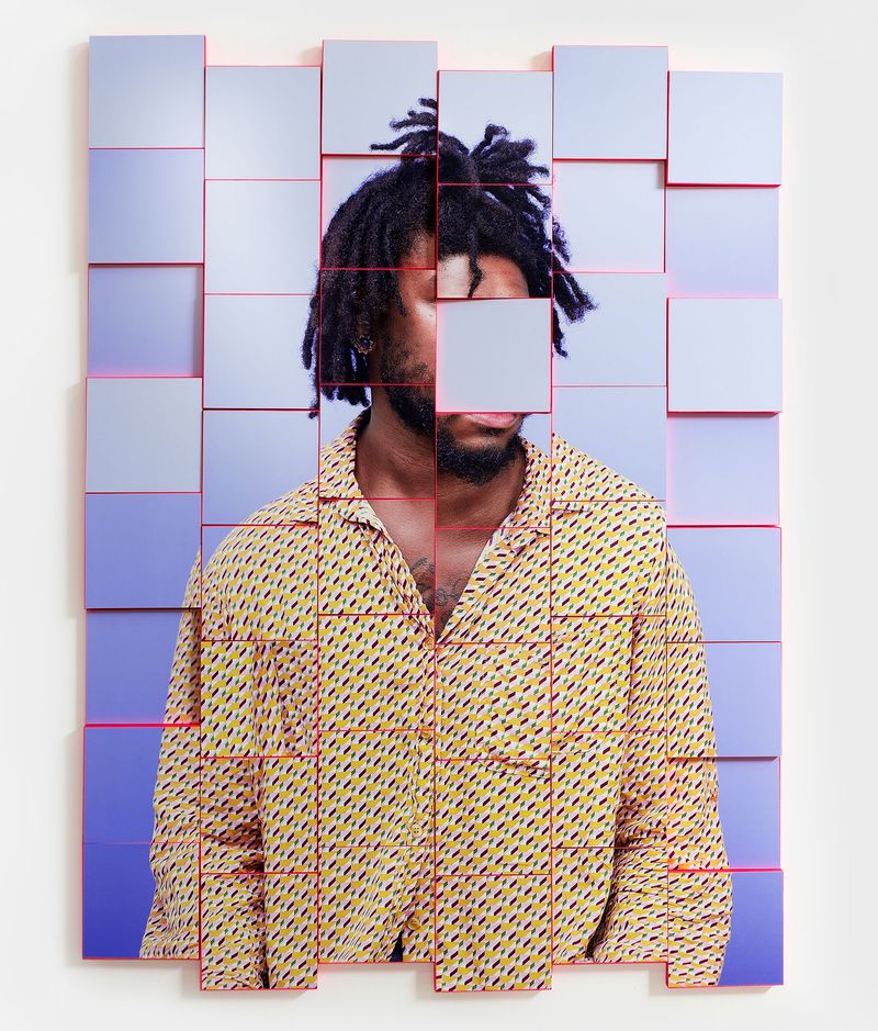 © Karen Navarro - Puzzled variation 1, 2020 Archival inkjet print, wood panel, acrylic paint, Epoxy 36 x 50 in