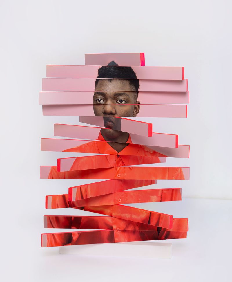 © Karen Navarro - Twisted ll, 2020 Archival inkjet print, wood, acrylic paint, epoxy, metal, gesso 24 x 34 x 24 in