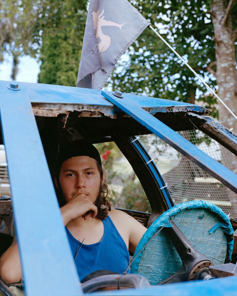 © Marco Waldis - José Bos in the custom car he built over the past year, ready to ram at the demolition derby.