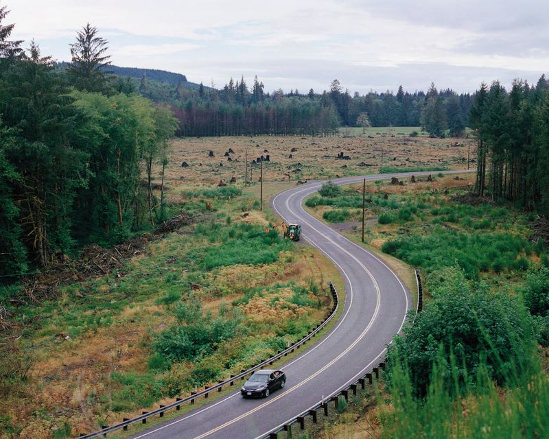 © Marco Waldis - A car speeding back into town. In the distance, marks of a recent fire among the trees.