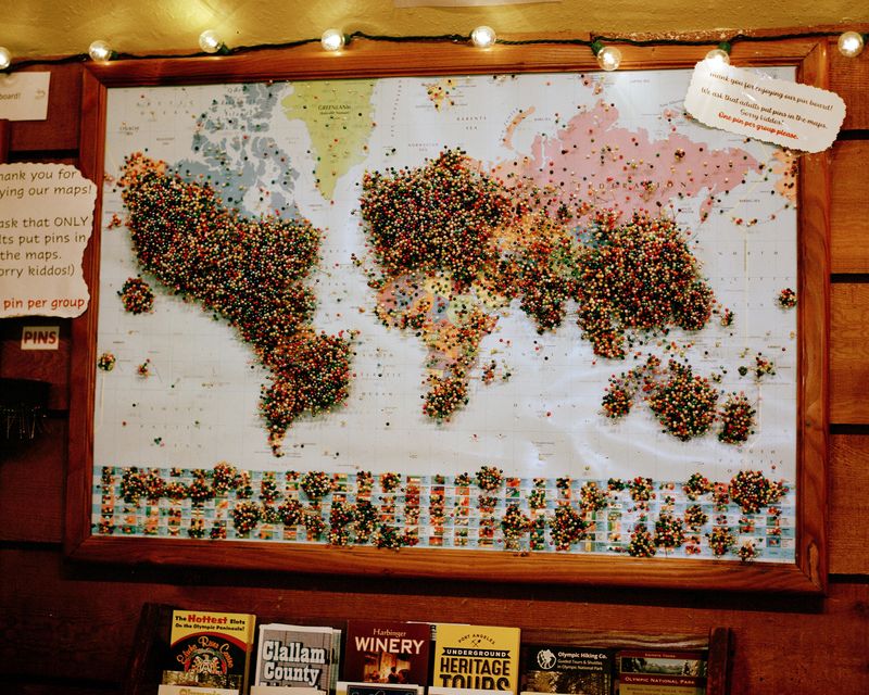 © Marco Waldis - A map at the Forks House of Commerce displaying the hometowns of visitors.