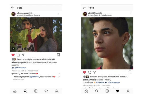© Sara Esposito - Instagram Caption: Rebecca: “We are the living anger of a dying planet”; Dimitri: “I unleash hell, like Dante”.