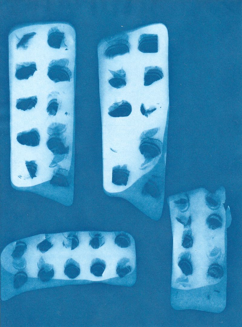 © Yuliana Paranko - cyanotype, imprint of empty blister packs from antidepressants