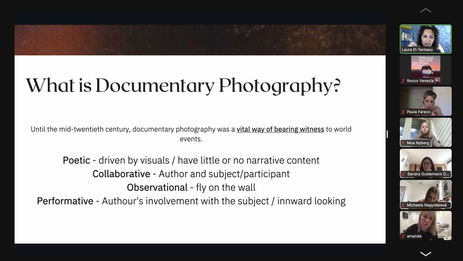 Screenshot from a Seminar by Laura El-Tantawy, Criticae 2022/23