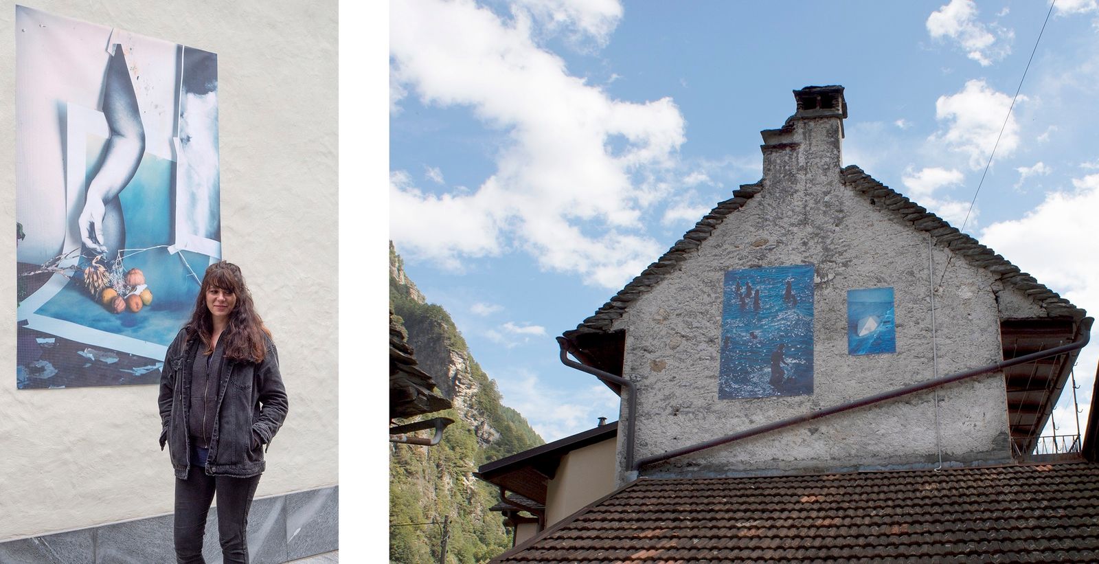 Ayline Olukman giving a guided tour of her solo show during Verzasca FOTO 2019, Sonogno, Switzerland.