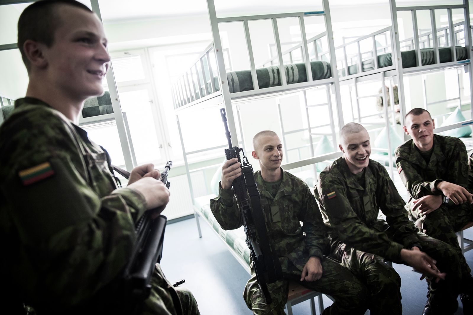 © Mattia Vacca - Cadets in their dormitory, inside their base in Klaipeda.