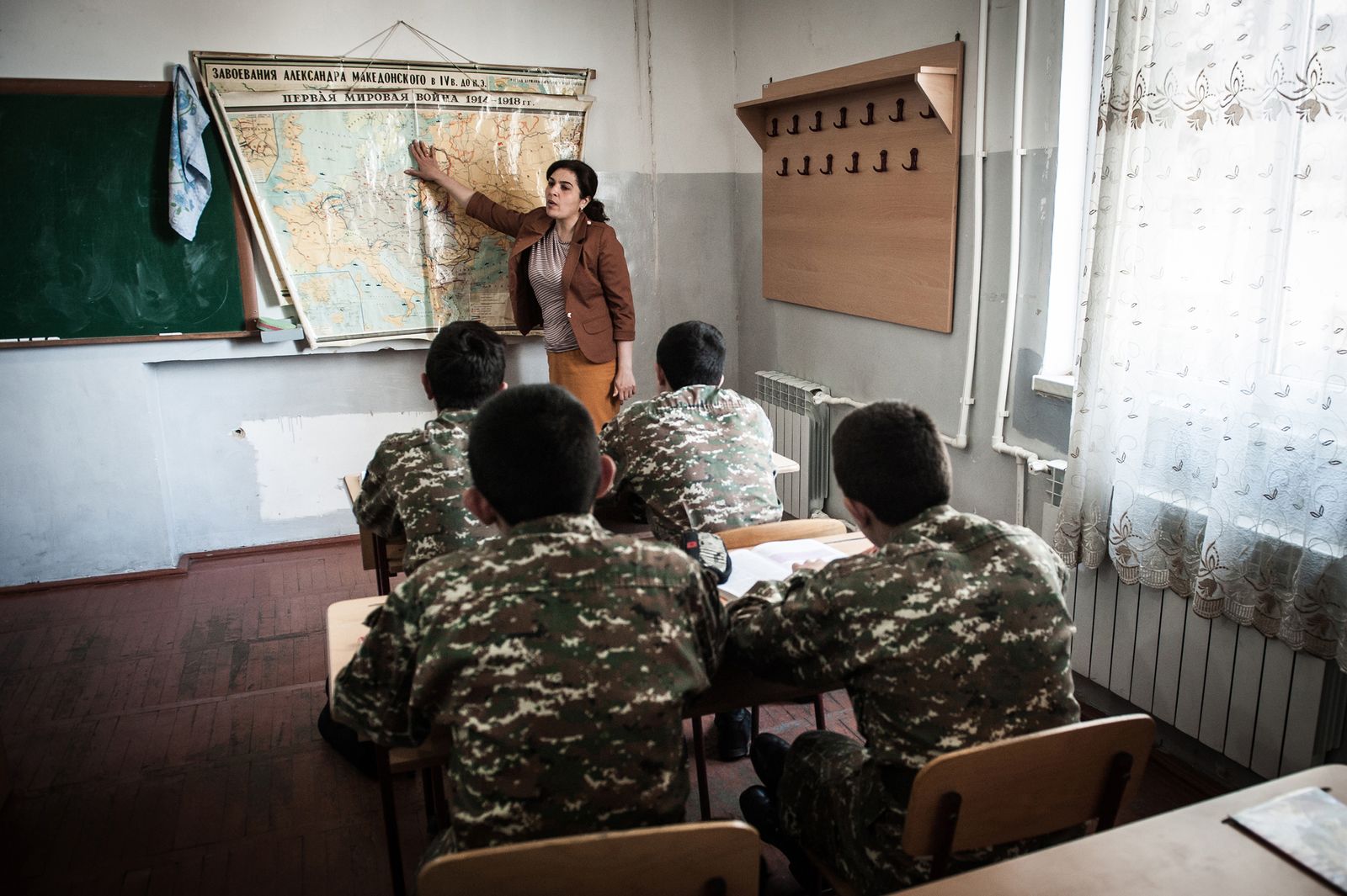 © Mattia Vacca - Young cadets attend geography lesson in the military high-school in Stepanakert.